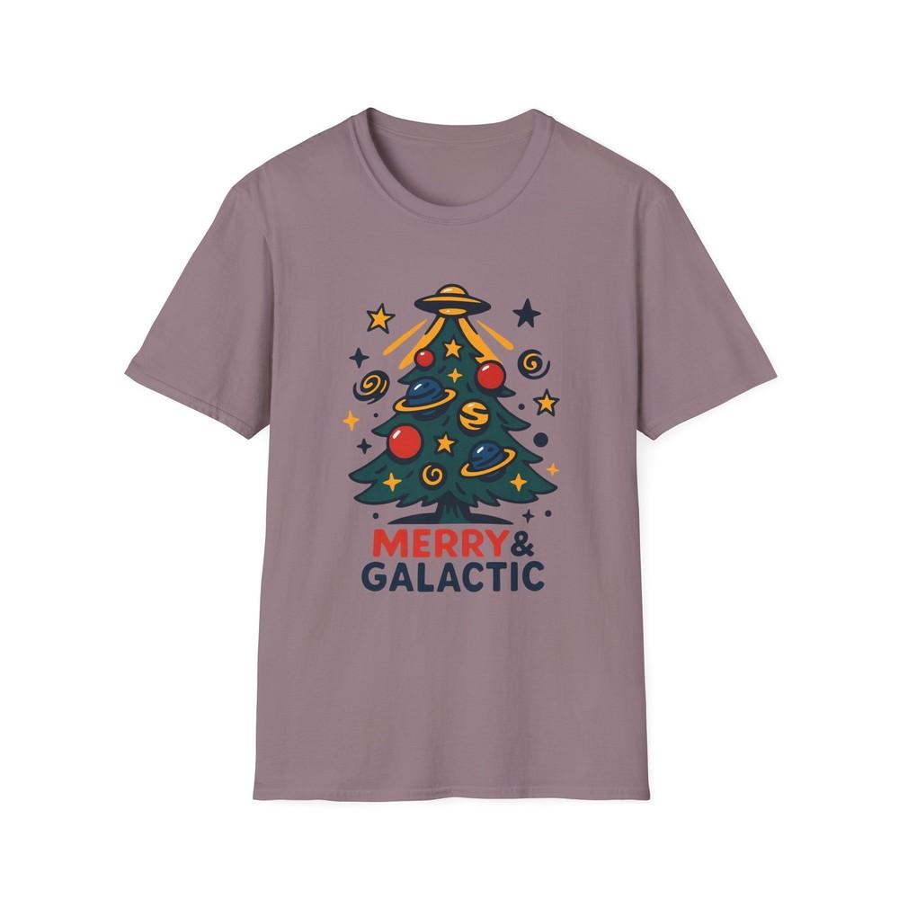 

Unisex Softstyle T-Shirt Surreal Christmas Tree UFO Galactic Holiday Graphic Tee 2XL
