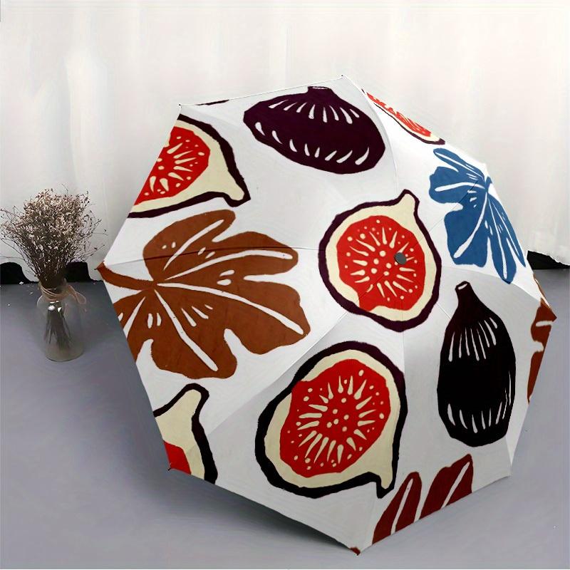 1pc Figs Pattern Automatic Open, Sturdy Iron Frame, Compact Folding Design, All-Season Portable Umbrella for Women & Men, Outdoor Umbrella y