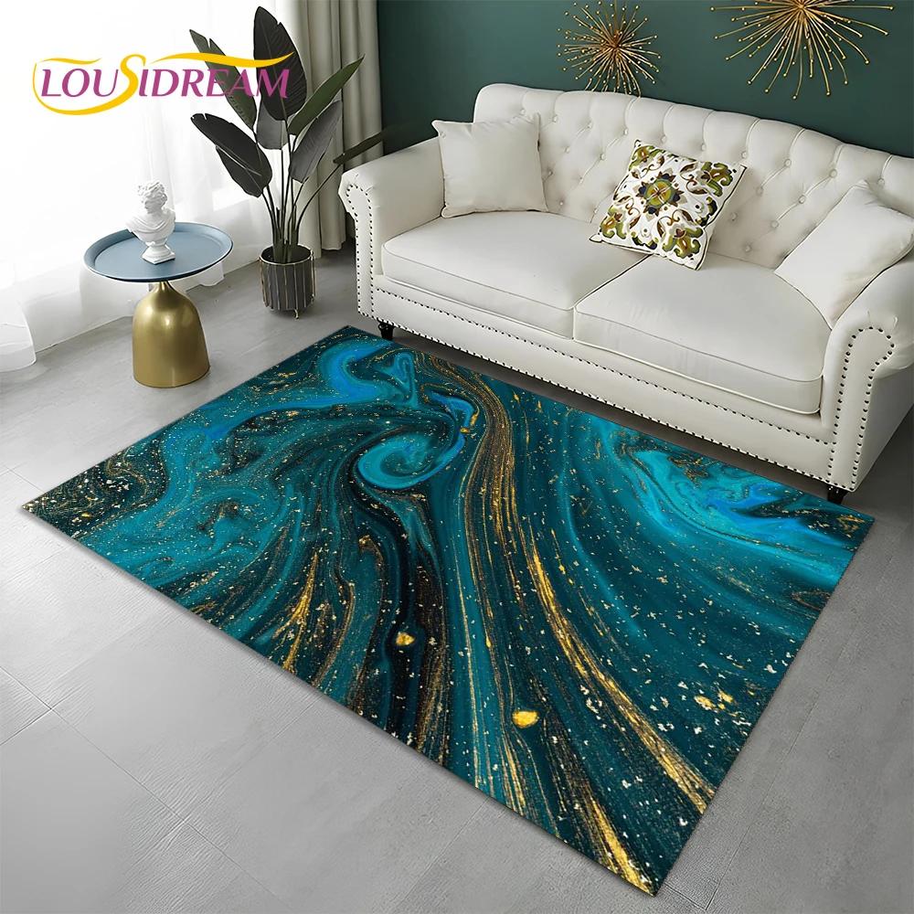 Green Gold Blue Black Marble Nordic Carpet Rug for Home Living Room Bedroom Sofa Doormat Decor,kid Area Rug Non-slip Floor Mat