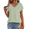 Women's Fashion Casual Slim Fit Waist Cap Sleeve V Neck T-Shirt Top