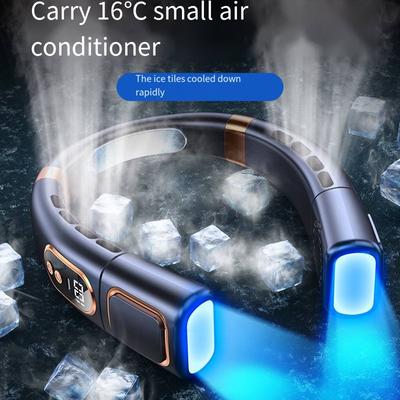 Neck Fan Digital Display Power Bladeless Neckband Fan Portable Summer Air Cooler USB Rechargeable Sports Fan