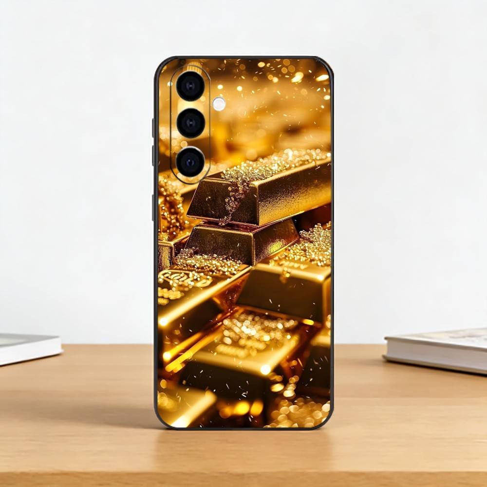 Money Gold A-Art Phone Case For Samsung Galaxy A73,A72,A71,A70,A53,A52,A51,Others Soft Black Cover