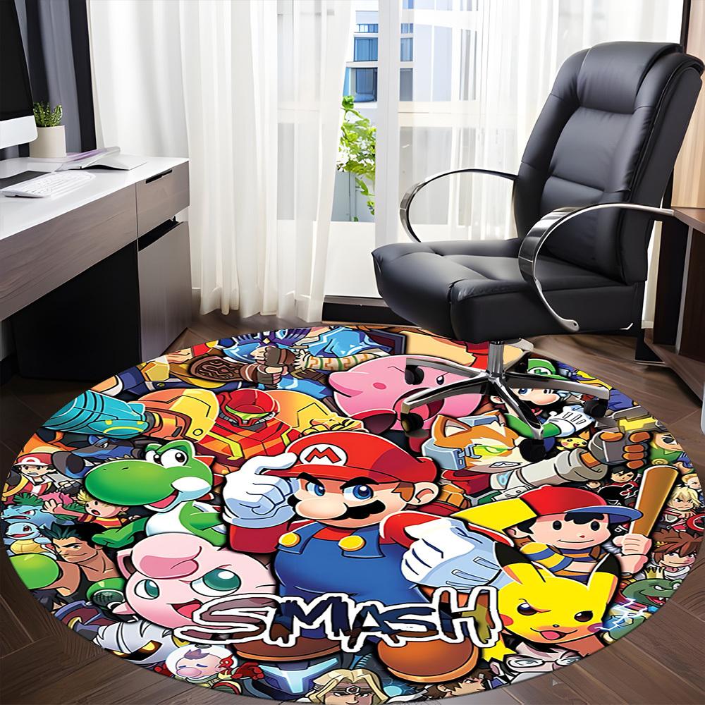 Super Smash Bros. Office Round Area Rug, Indoor Mat Suitable For Office, Under Office Chairs Bedroom Living Room Home Decor, DT1212078