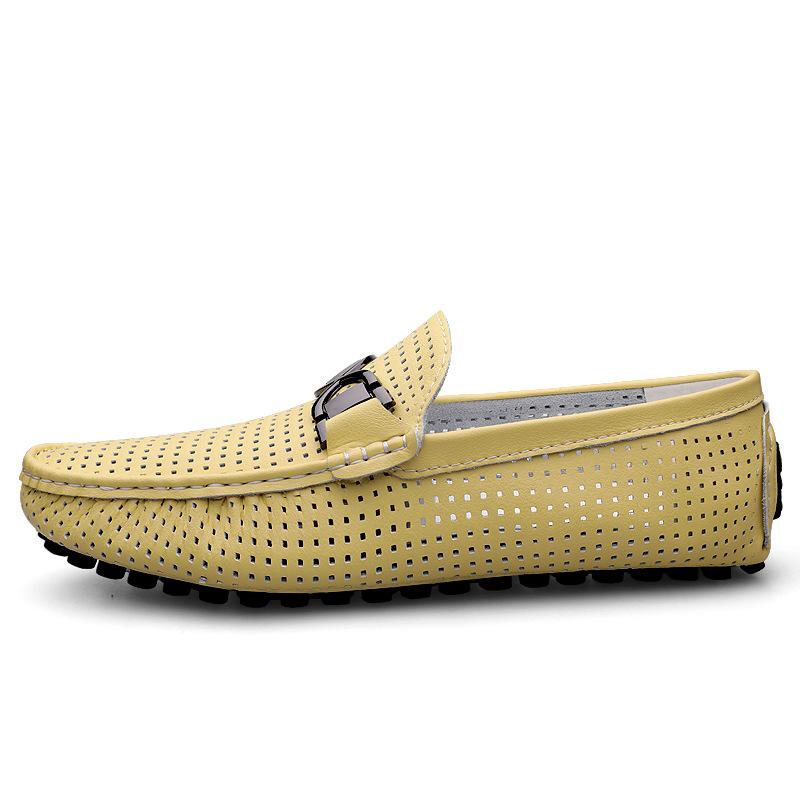 

Мужская модная обувь, полая швейная линия, усиление, повседневная мужская кожаная обувь, полая дышащая воловья кожа, обувь Doudou для мужчин 47 жёлтый