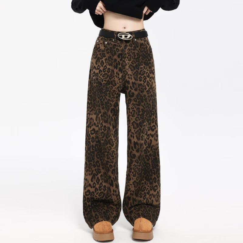 

Unisex Retro Leopard Print Straight-Leg Casual Pants 3XL