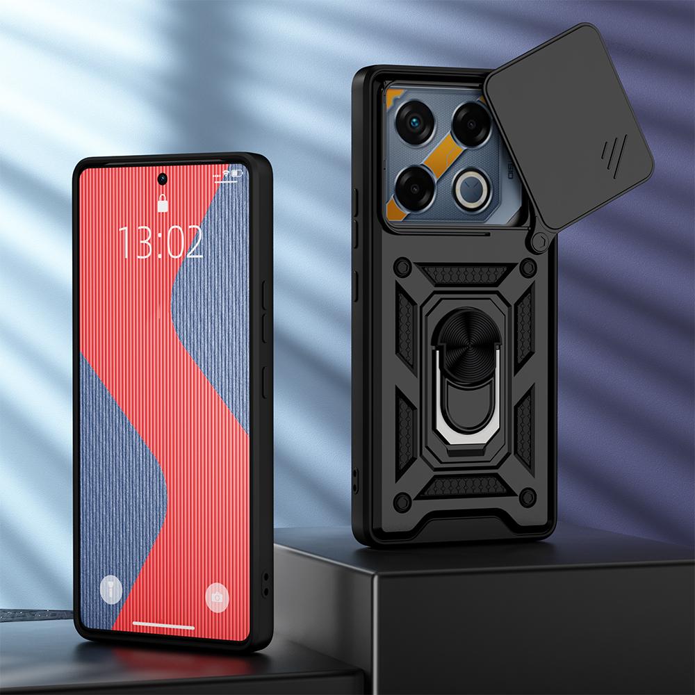 

KEYSION Противоударный бронированный чехол для Infinix GT 20 Pro 5G Сдвижная защита объектива камеры Кольцо-подставка Чехол для телефона для Infinix GT 20 Pro for Infinix GT 20 Pro чёрный