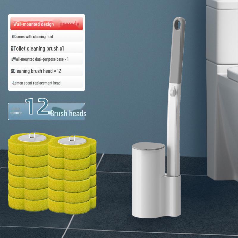 Engangs veggmontert toalettbørste for enkel utskifting og rengjøring uten vask