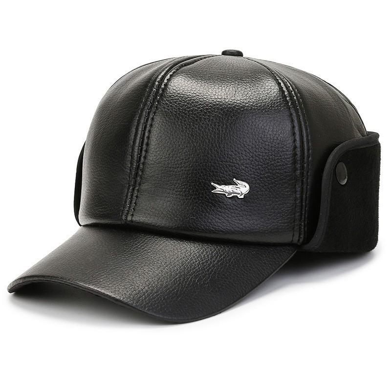 Men's Winter Ear Protection Duckbill Cap - Warm Cotton Leather Hat for Seniors