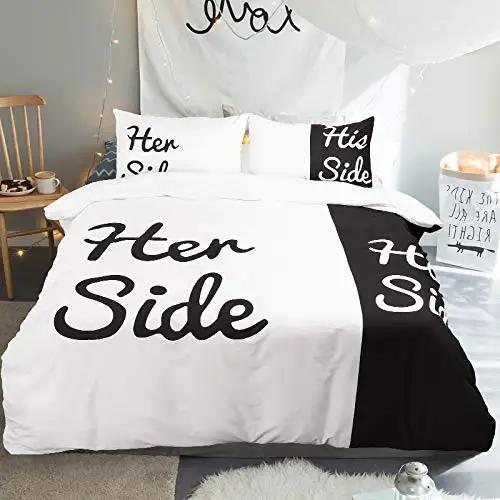 Mr And Mrs Duvet Cover Set King Black Love And Gold Bedding Set For Couples Cute Romantic Valentines Gifts Comforter Cover Sets