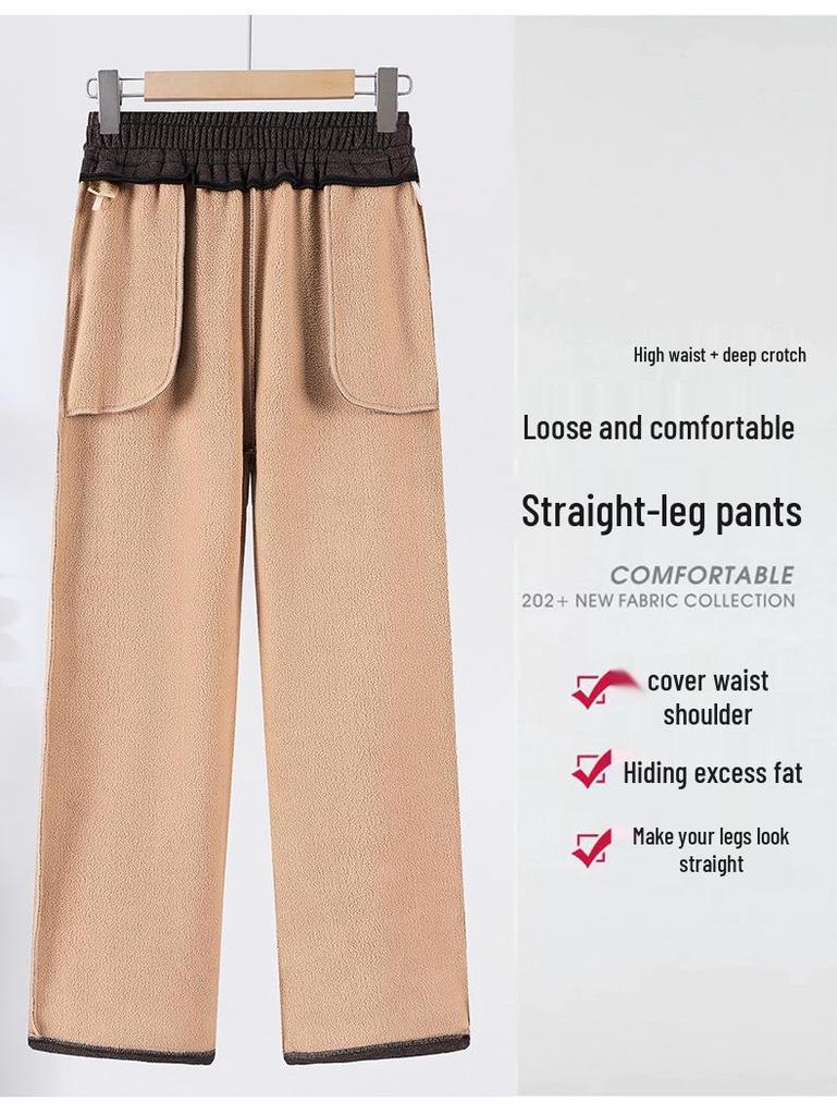 High-Waisted Straight-Leg Pants for Middle-Aged and Elderly Women - Thickened Winter Style