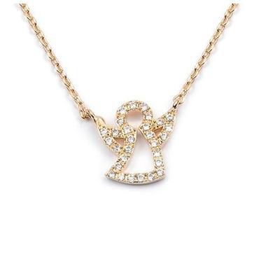 [M8903] - Gold Plated Necklace 'Guardian Angel' White Gold - 11x10 Mm