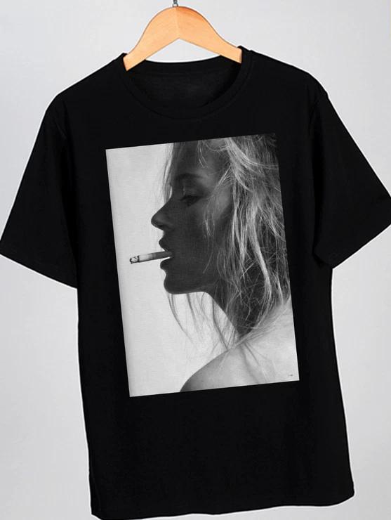 Футболка с Кейт Мосс, курящей. 3XL