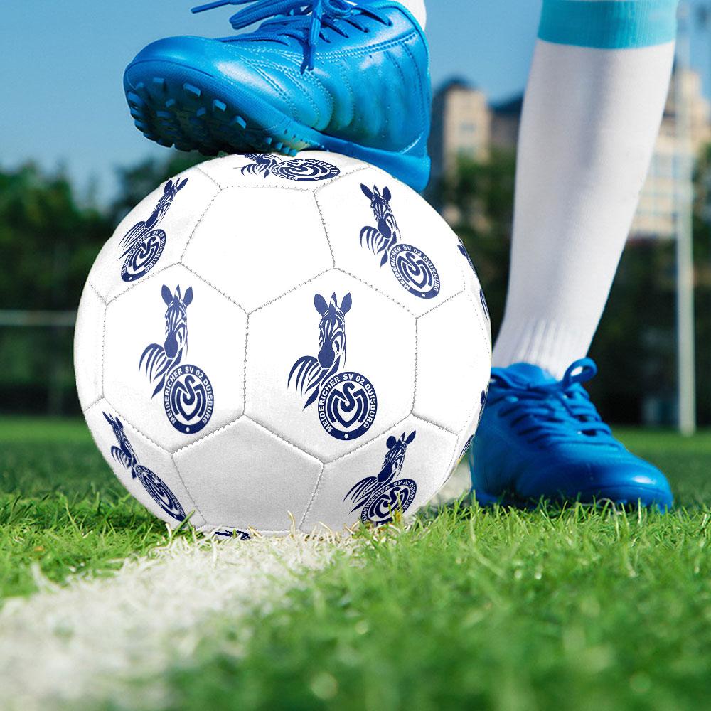 MSV Duisburg Size 5 Soccer Ball, Machine-Stitched PVC, Durable & High Bounce, All Ages Fit, fan merchandise, matches & outdoor use.