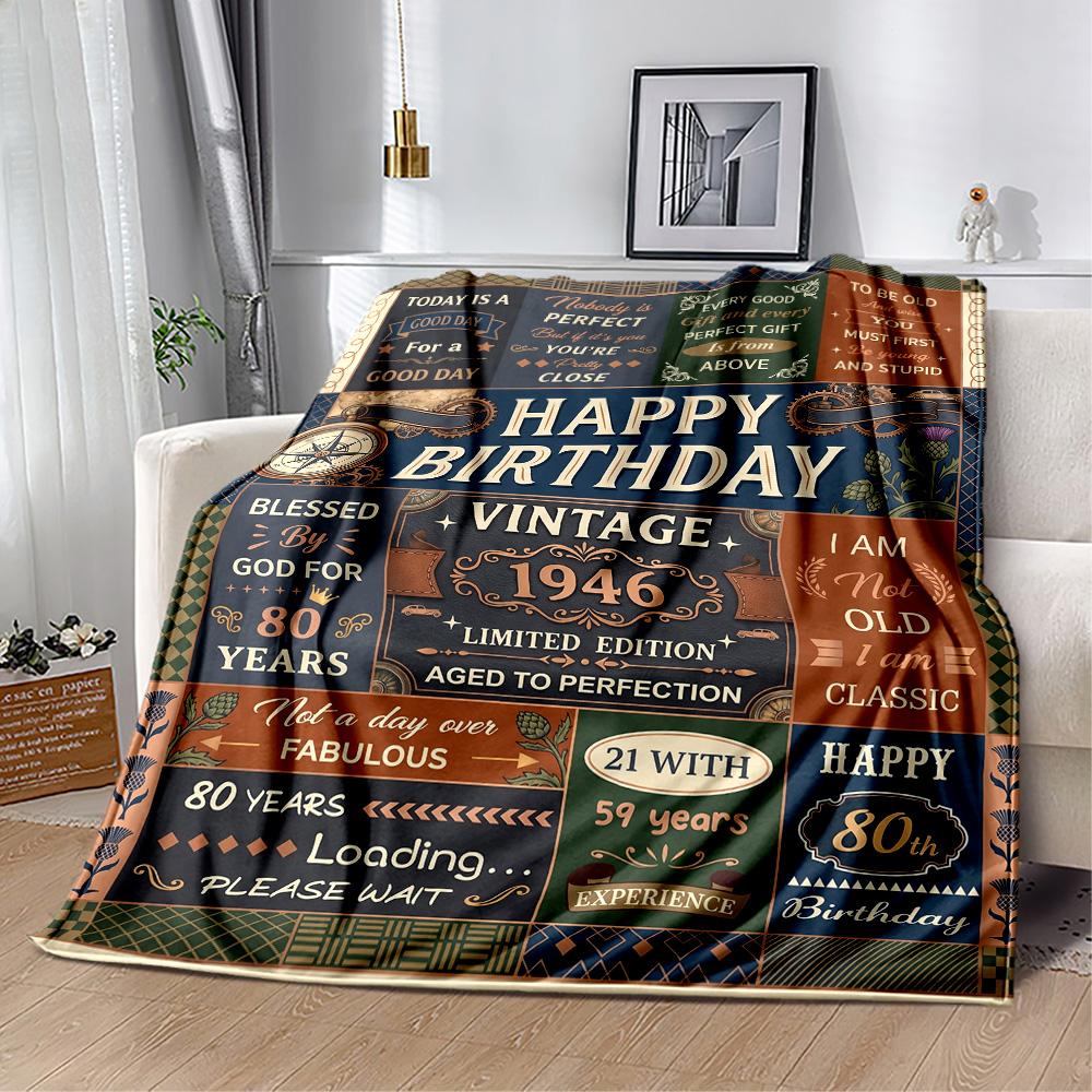 Happy Birthday Inspirational Quotes Blanket Comfortable Suitable for Sofa Picnics Office All-Season Use Digital Print Gifts For Family Or Friends