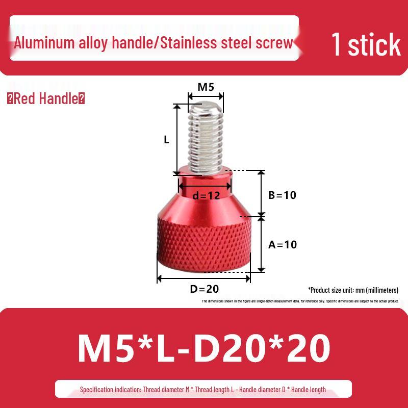 M5 Knurled Set Screw with Adjustable Gauge Bolt and Aluminum Alloy Handle, Stainless Steel Hand-Tightening Screw