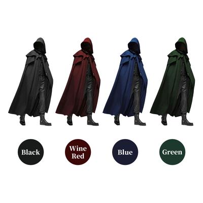 Halloween Hooded Cloak Unisex Men Women Cape Solid Long Cloak Role Cosplay Costumes Outwear Retro