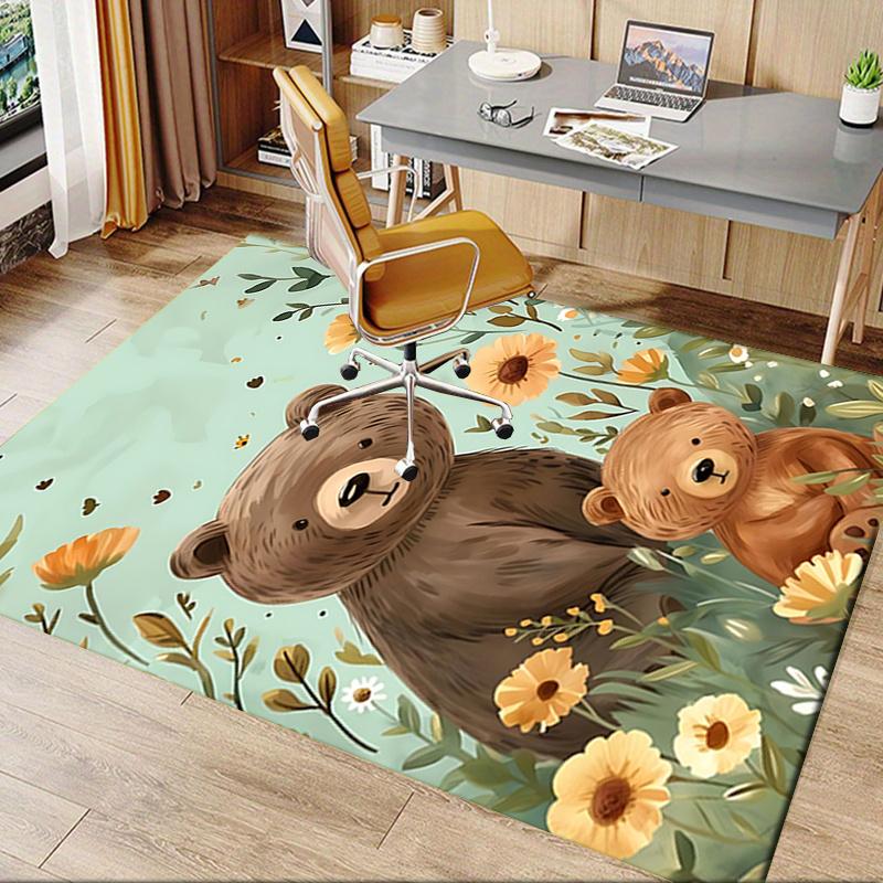 Chair Mat: Cute Bear Family Office Carpet Large Size, Home Decor, Sofa Rug, Gift for Office and Living Room