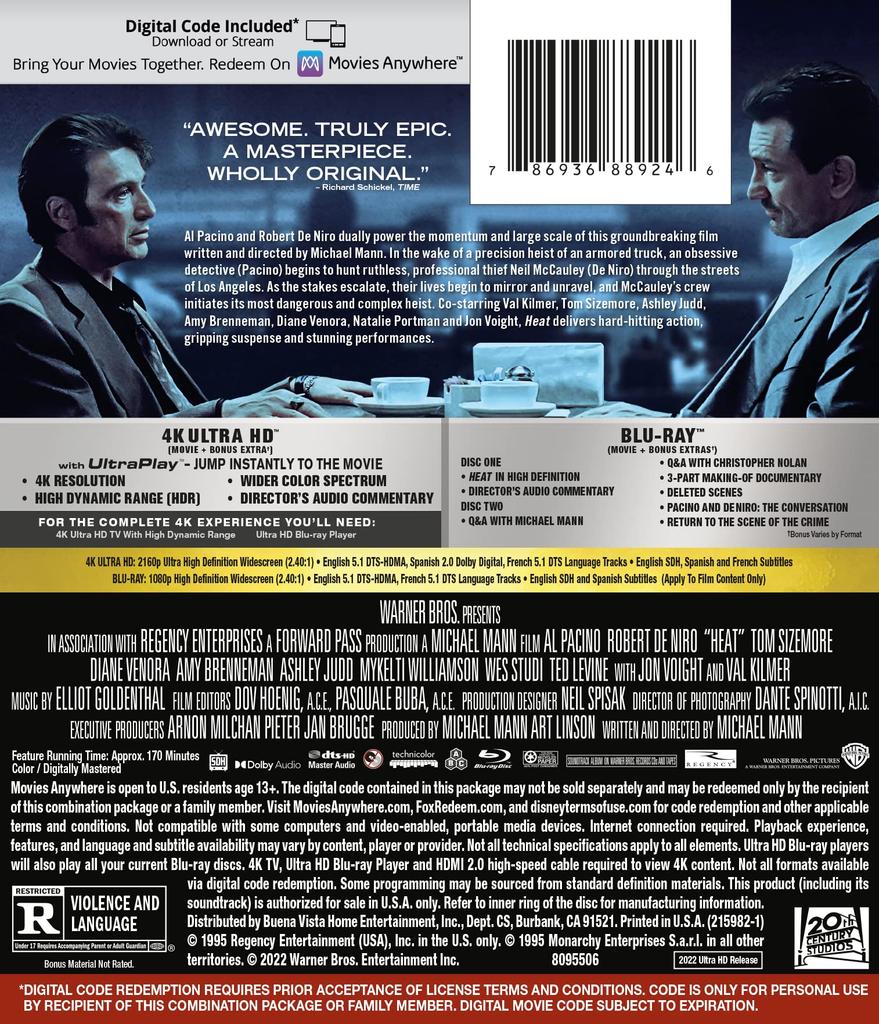 Θερμότητα (Εισαγωγή Βόρειας Αμερικής / 4K UHD + Blu-ray + Ψηφιακός Κωδικός / Σετ 3 Δίσκων)