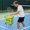 Tennis Ball Hopper, Holds 75 Tennis Balls, Pickleball Basket Cart with Wheels for Easy Pick Up, Portable Pickleball Caddy with Heavy-Duty