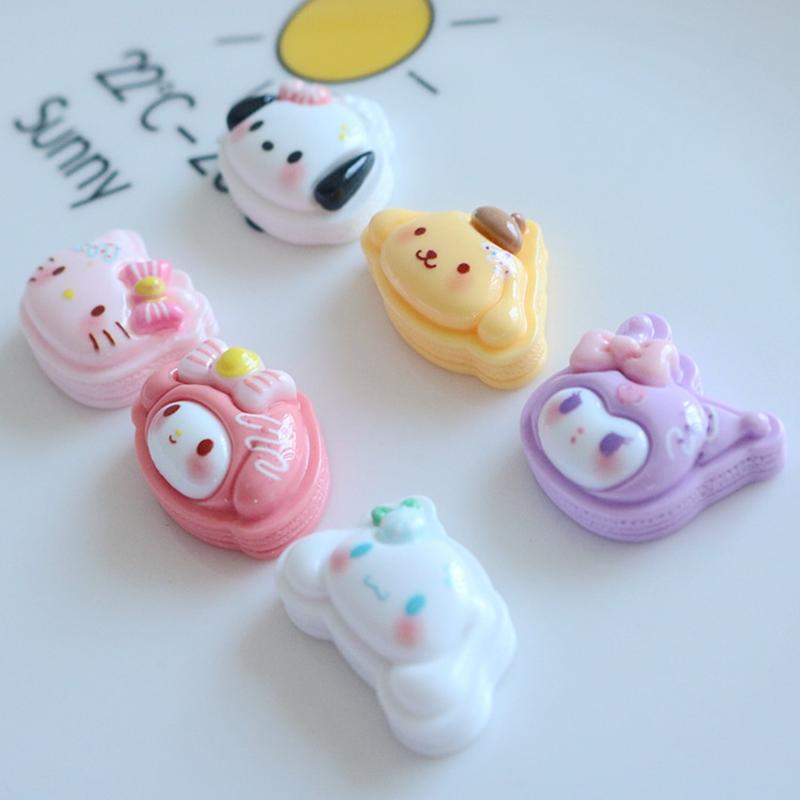 10Pcs Kawai Bright Surface Sandwich Biscuit Animal Series Resin Flat Back Scrapbook Figurine Diy Bow Decor Accessories Crafts A9