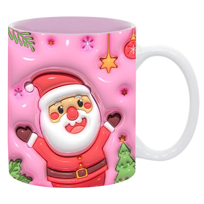 Christmas Christmas Ceramic Coffee Mark Cup Tree Christmas Tree Old Man Santa Cat Cat Snow