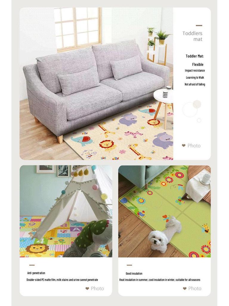 Huaying Foldable Thickened Infant Crawling Mat - Children's Foam Floor Mat with Edging