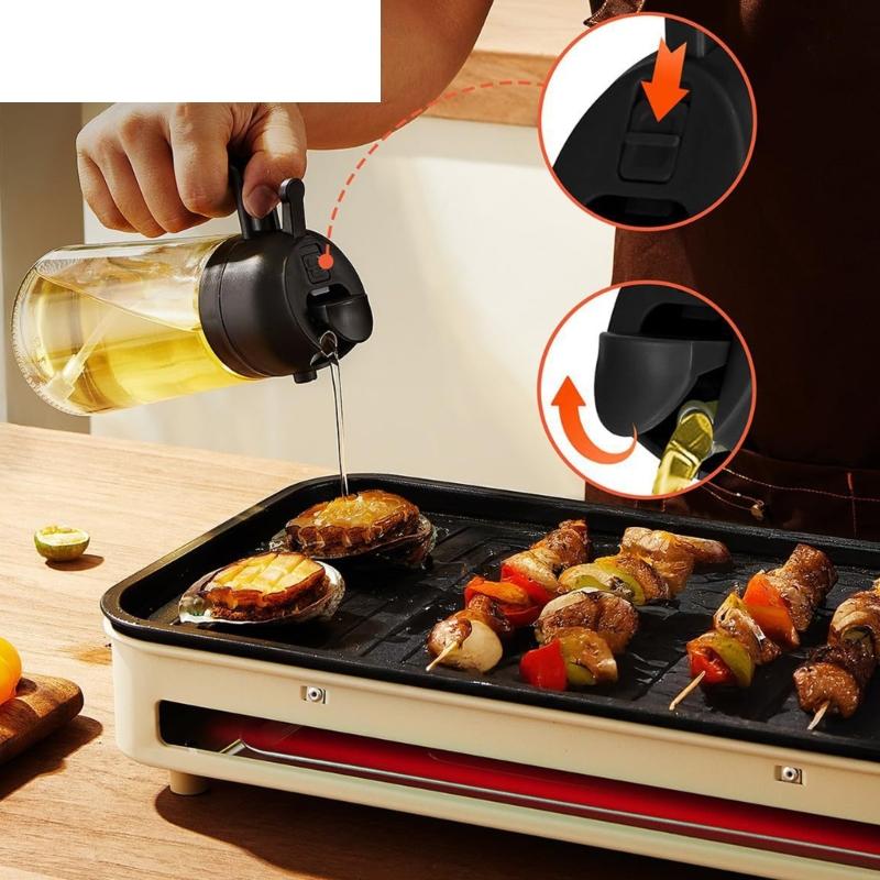 2-in-1 Glas Ölzerstäuber und Spender Auslaufsicheres Design Mit Zerstäuberdüse Für Präzise Fettkontrolle