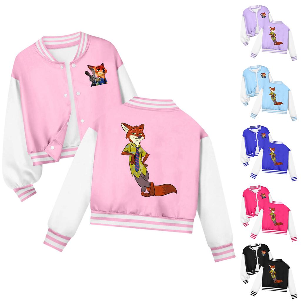 Kids' Fashionable Casual Long-Sleeved Hooded Print Jacket