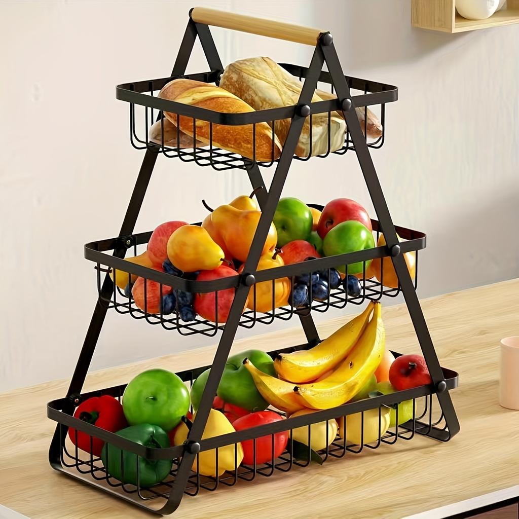 2 Tier Countertop Fruit Basket,Portable Fruit Bowle Basket for Kitchen Organizer Storage & Fruits Vegetable Bread Snacks Basket