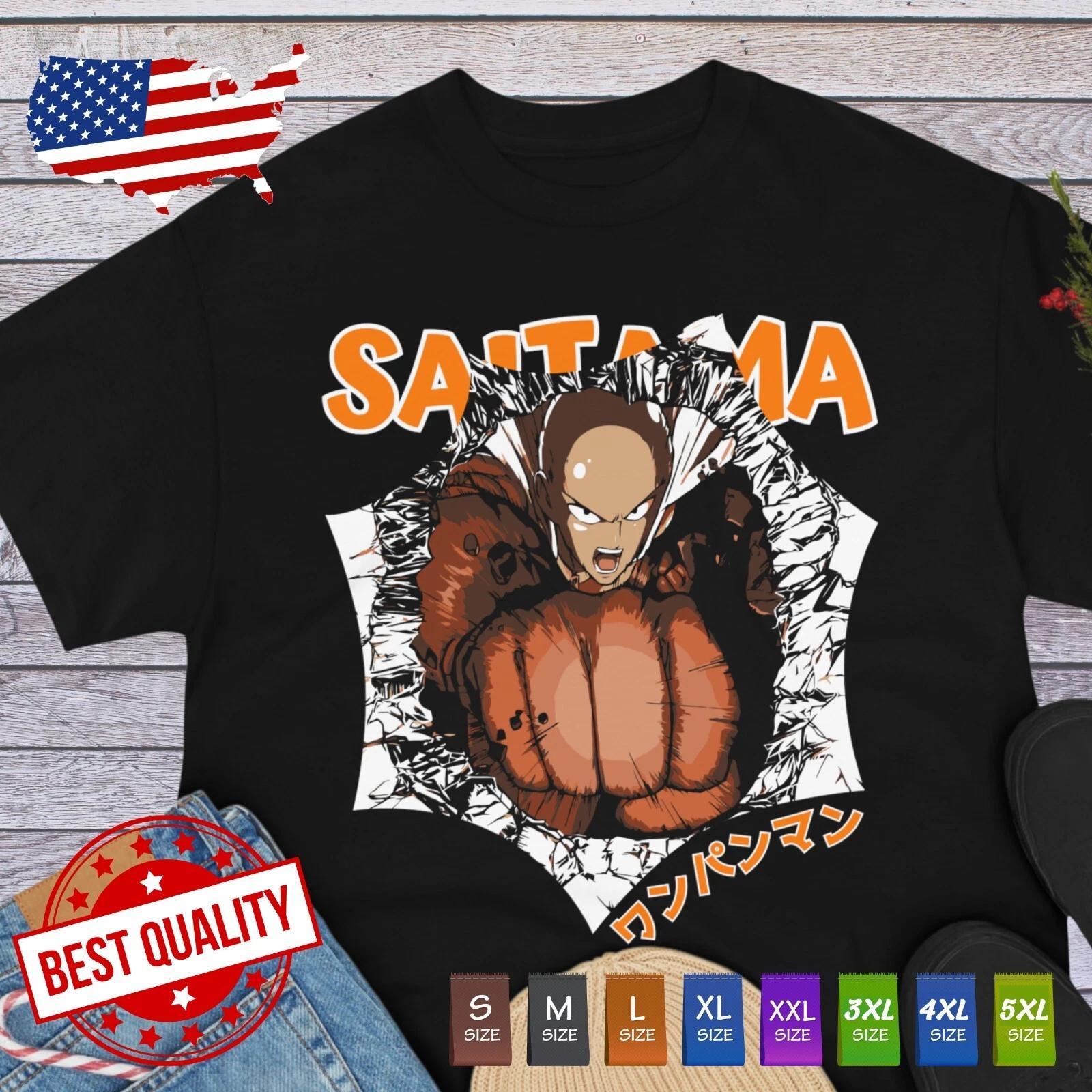 

Kawaii Saitama One-Punch Man Anime Clothing, Manga T Shirt Japanese Tee Cosplay L