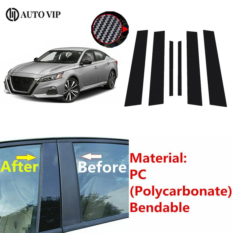 6Pcs Car Window Pillar Posts Door Trim Sticker Glossy Black for Nissan Altima fibre - Decoration Exterior Accessories