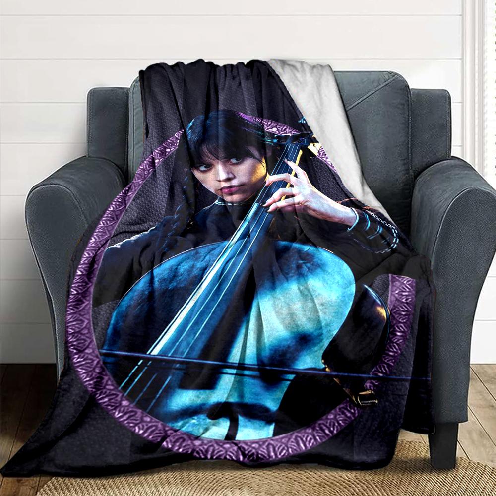 1Pc Ethereal Violinist Shadows Blanket For Couch Bed Plush Cozy Fuzzy Blanket Super Soft Warm Blankets For Fall And Winter 0918164