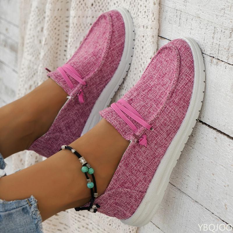 

Модная женская парусиновая обувь больших размеров, новая однотонная повседневная легкая обувь на плоской подошве, женские кроссовки, zapatos de mujer 43 розовый