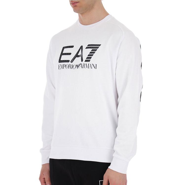 Emporio Armani EA7 SS22 Logo Print Rundhals Pullover Langarm Sweatshirt Herren sweatshirt Weiß 3LPM54-PJEQZ-1100