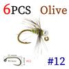 6PCS Tungsten Beadhead Midge Jig Nymph Fast Sinking Fly Fishing Lure for Trout Grayling Euro Nymphing