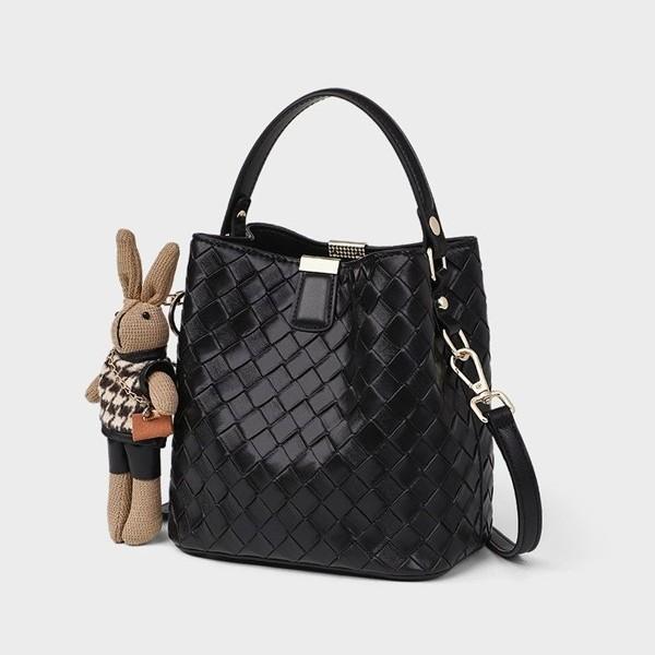 Trend imitation woven bag casual versatile portable bucket bag retro large capacity shoulder messenger bag