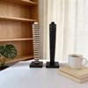 Tall Wooden Bud Vase Handmade Wooden Spindle Vase Modern Ribbed Wood Sculpture Carbonized Finish for Hotel Lobby, Shelving Unit