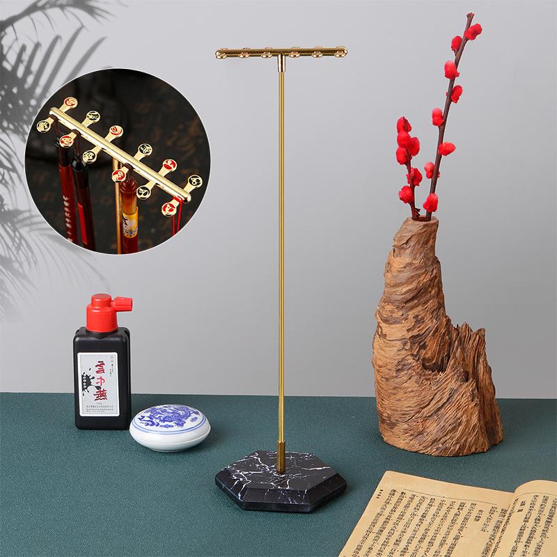 

Подставка для кистей с китайским зодиаком и основанием из смоляного камня, подставка для каллиграфии, вешалка для чернил, 12 крючков, держатель для кистей для письма, канцелярские принадлежности