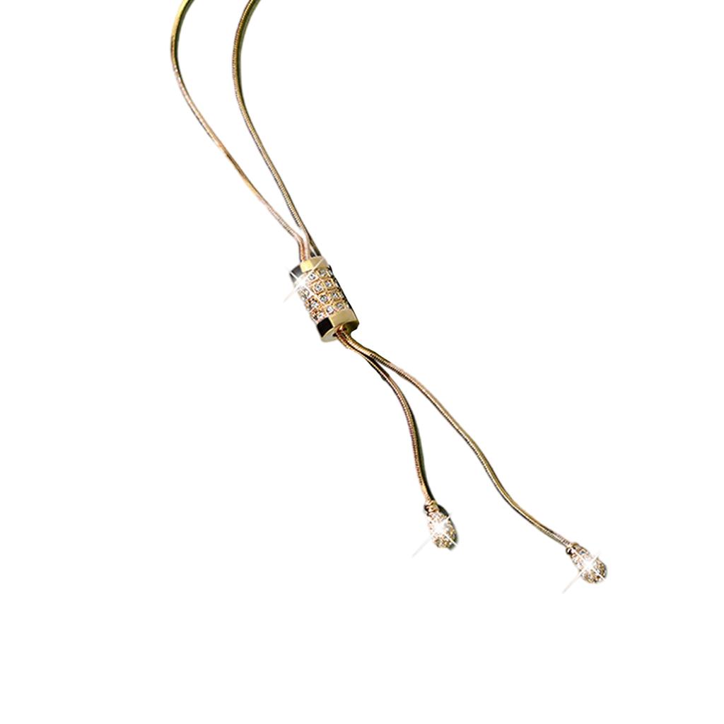 Elegant Women's Tassel Pendant Necklace Versatile Long Chain Necklace Adornment With Crystal Embellished Tassels Charm