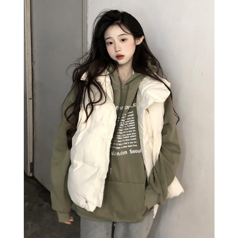 Down cotton vest women's autumn and winter outer wear 2024 new loose vest outer wear vest jacket tide