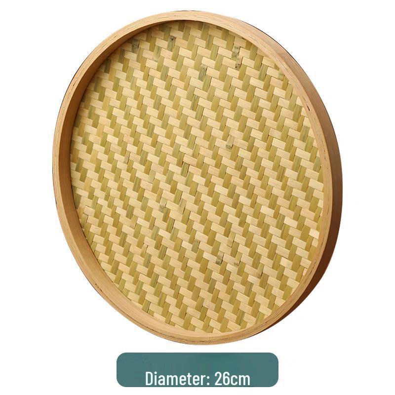 Bamboo Weaving Green Winnowing Basket/Restaurant Sashimi Platter with or without Holes for Drying, Sieving, Tea Sampling, or Decorative Use