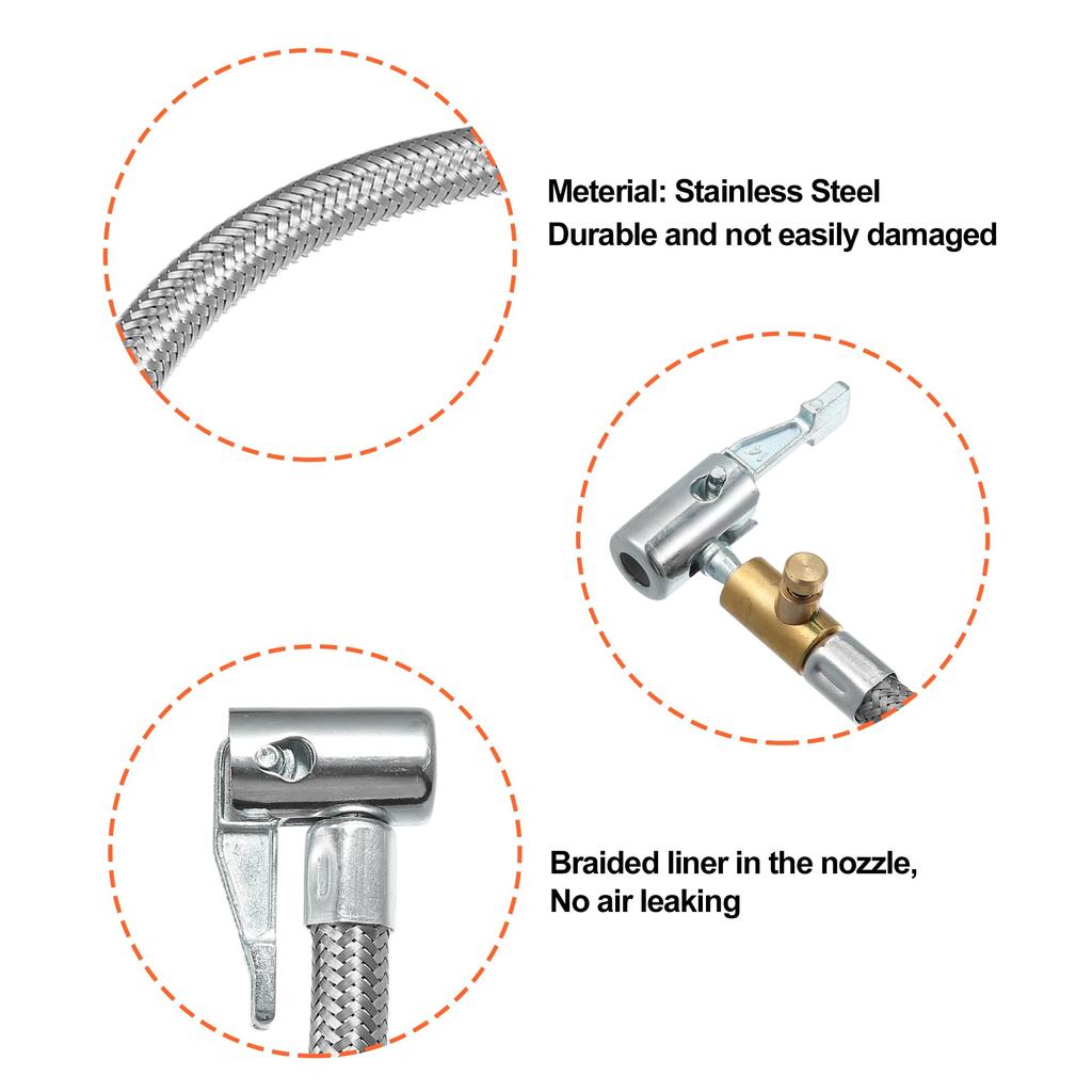 X AUTOHAUX Tire Inflator Extension Hose Air Pump Hose Tire Air Connector Chuck Lock