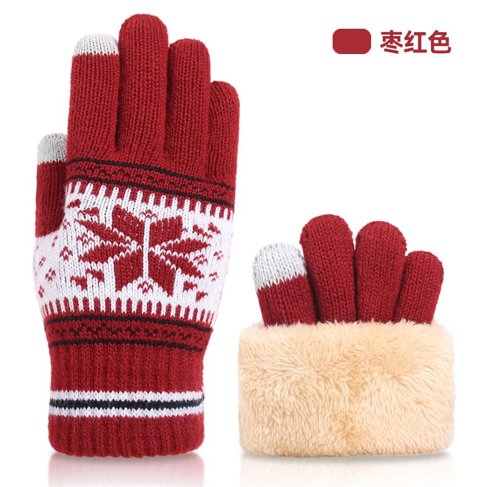 New Knitted Wool Snowflake Gloves Men and Women Autumn and Winter Warm Christmas Magic Gloves Adult