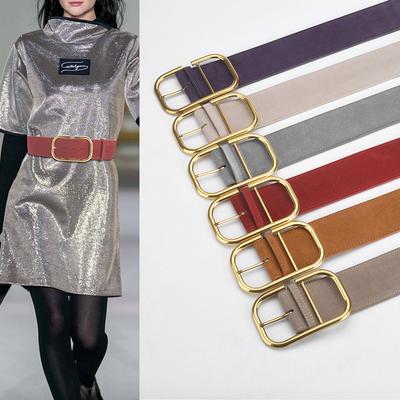 Retro Matte Waist Seal Women'S Simple Suede Leather Belt With Dress High-End Decorative Belt