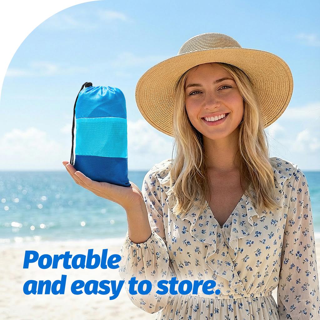 Mehrere Größen Stranddecke Sandfest Wasserdicht Groß Schnelltrocknend Outdoor Picknickmatte mit 4 Heringen für Reisen Camping Wandern