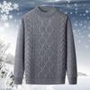 Men's Middle Aged and Elderly New Autumn Winter Crew Neck Sweater Long Sleeve Fleece Lined Thickened Warm Knit Base Layer Top