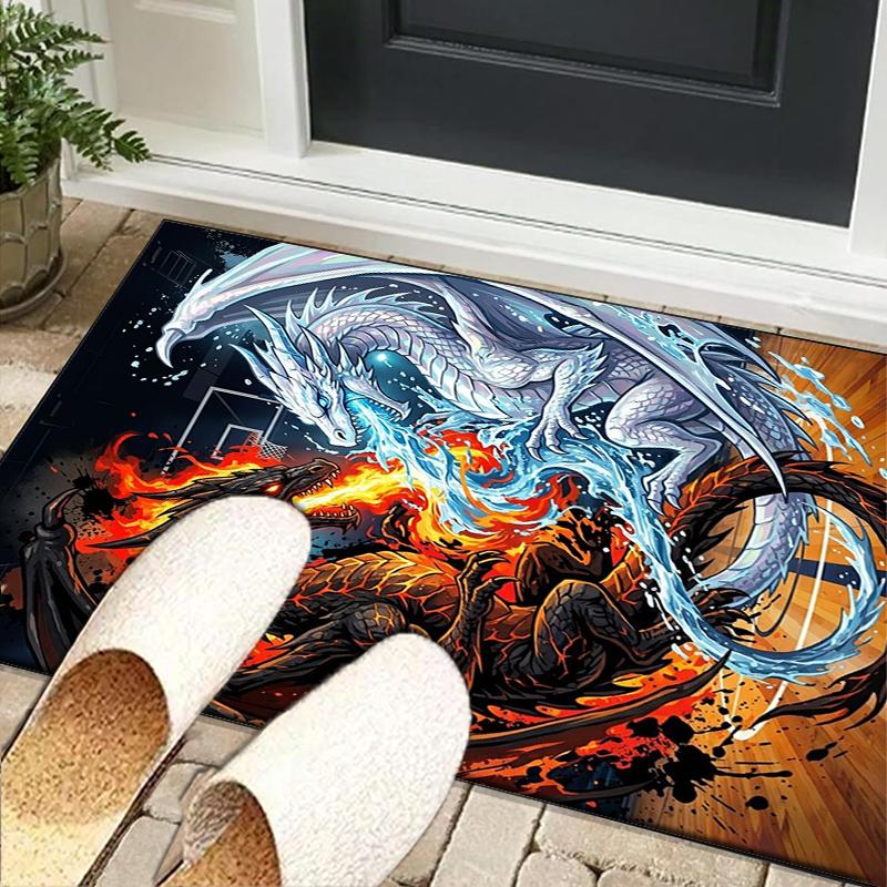 Yin Yang Dragons Office Rug Chair Mat, Game Carpet, Suitable for Front Door, Bedroom, Living Room, Desk, Holiday Gift
