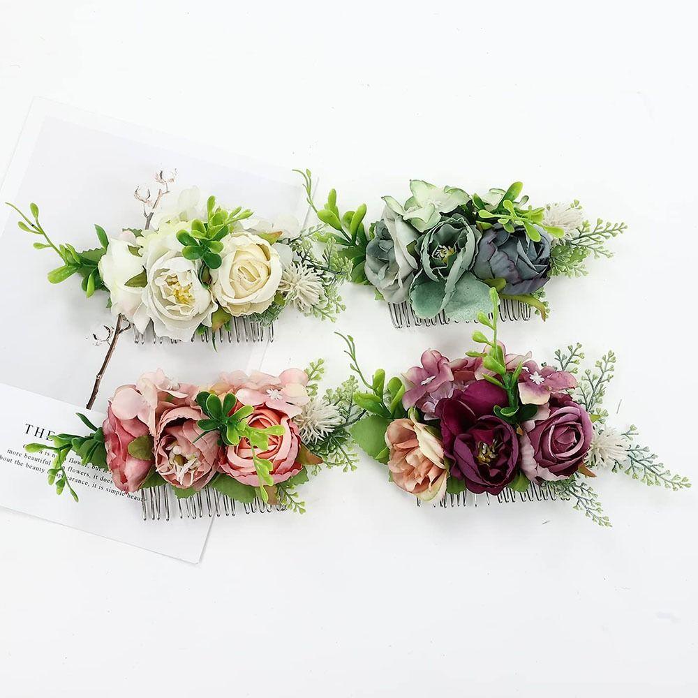 Grzebień do włosów w kształcie kwiatów Grzebień do włosów w kształcie liścia kwiatowego Kryształowe ozdoby do włosów dla nowożeńców Akcesoria do włosów dla nowożeńców