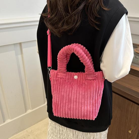 Corduroy Shoulder Bag Women Solid Color Crossbody Purse Handbag with Adjustable Shoulder Strap Top Handle for Street Commuting Daily Errands