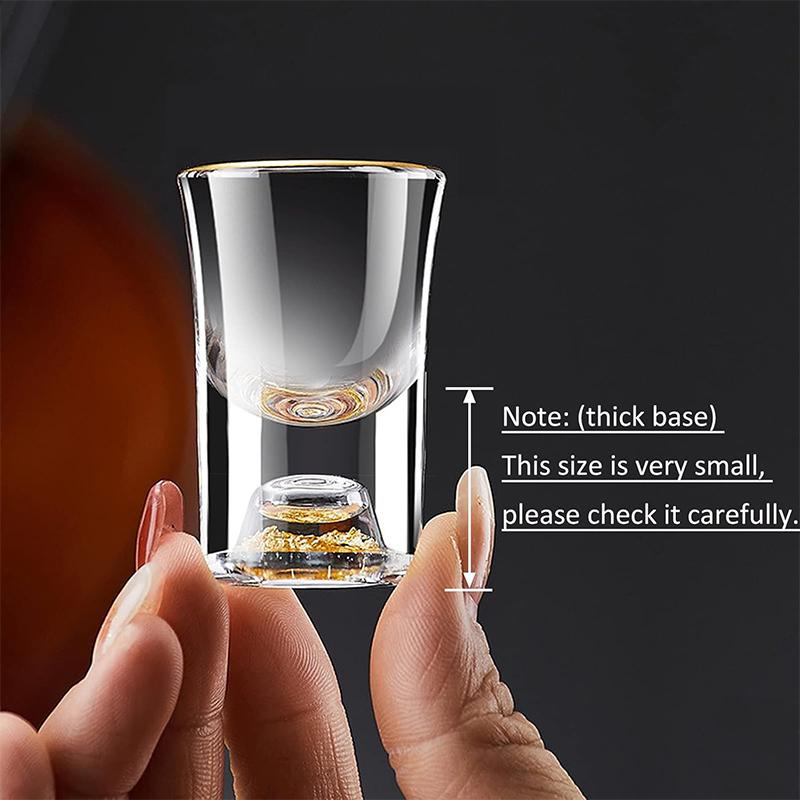 HeY LiLac 6Pcs Shot Glasses 15ML Gold Foil Color Spirits Cups Handmade Crystal 24K Gold Rimmed Shot Glasses Wine Baijiu Cup